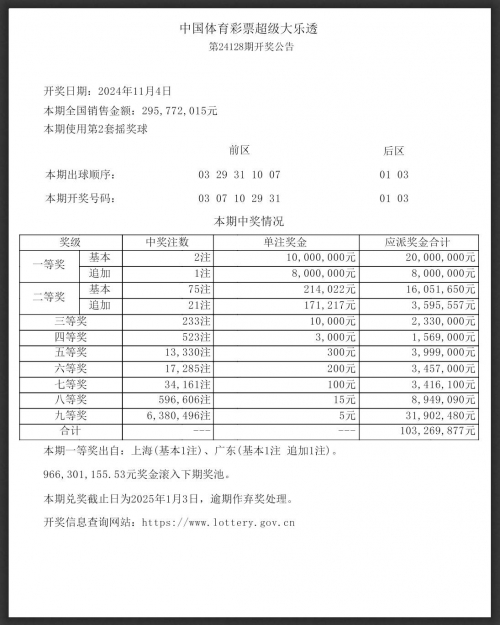 大乐透开L奖结果揭晓